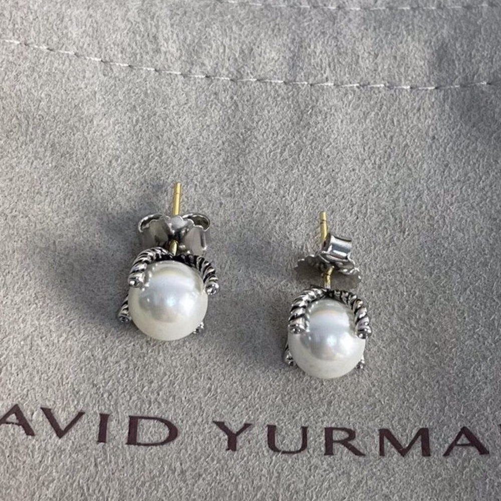 David Yurman Two-Tone Pearl Earrings